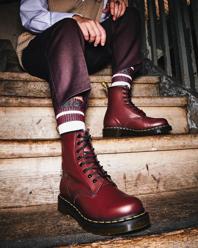 Dr Martens 1460 Smooth Læder Snørestøvler Dame Lyserød Rød | DK 202LIS